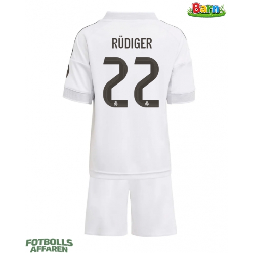 Real Madrid Antonio Rudiger #22 Hemmaställ Barn 2025-26 Kortärmad (+ Korta byxor)
